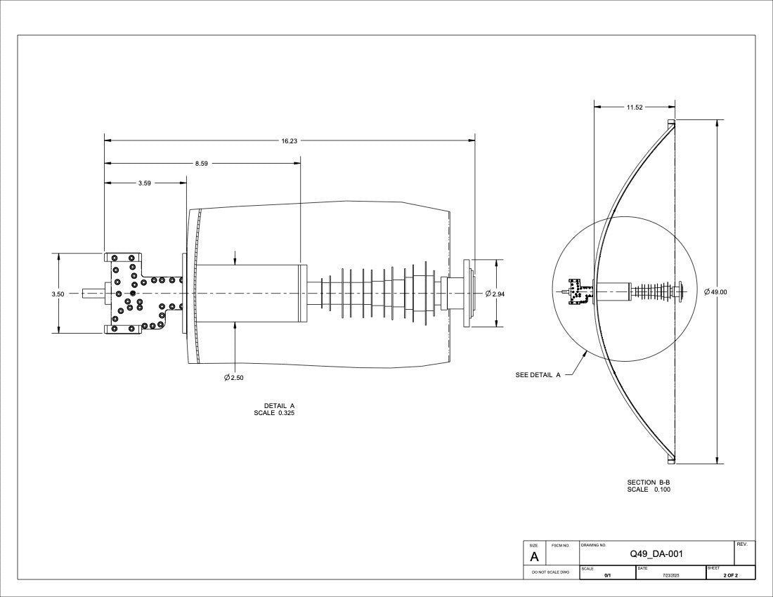 Combination Feed/OMT/Adapter/Rotating Polarizer Assembly for a 49" / 1.2m Reflector