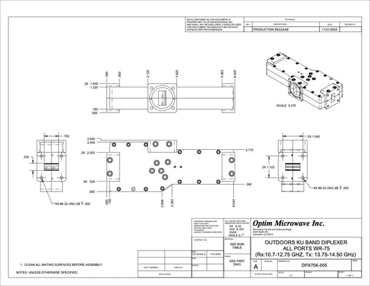 Outdoor Ku Band Diplexer Rx:10.7-12.75 GHZ, Tx: 13.75-14.50 GHz
