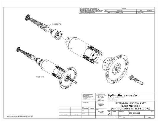 ULTRA WIDE KA-BAND FEED/OMT FOR 93" / 2.6m REFLECTOR ANTENNA