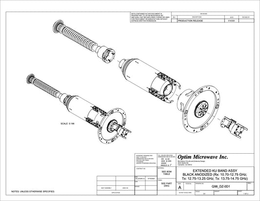 KU-BAND FEED/OMT FOR 93" / 2.6m REFLECTOR ANTENNA
