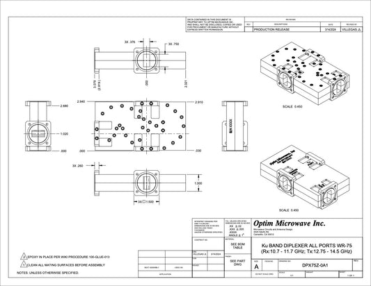 Outdoor Ku Band Diplexer RX: 10.70-11.70GHz; TX: 12.75-14.5 GHz