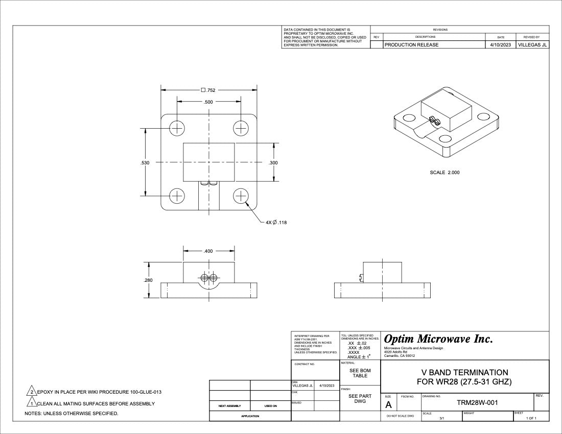 Wave Guide Termination for WR28 (TRM28W-001)